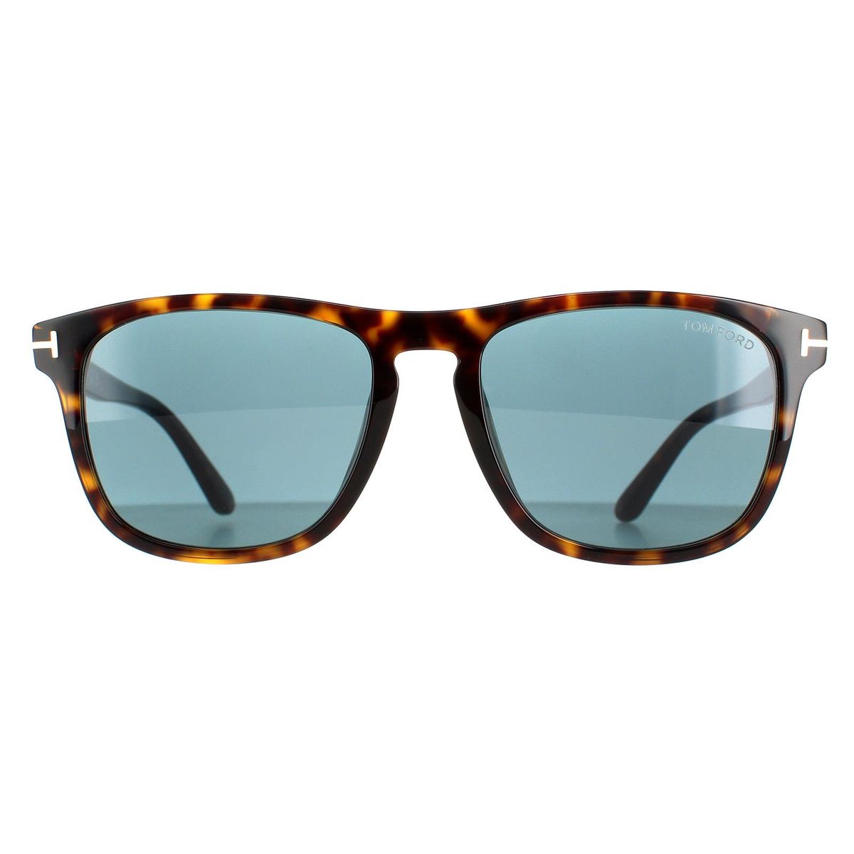 Quadratische Havana Sonnenbrille mit blauen Gläsern