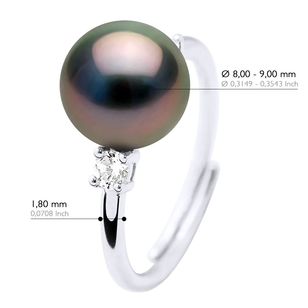 Ring mit Tahitizuchtperle und Solitär