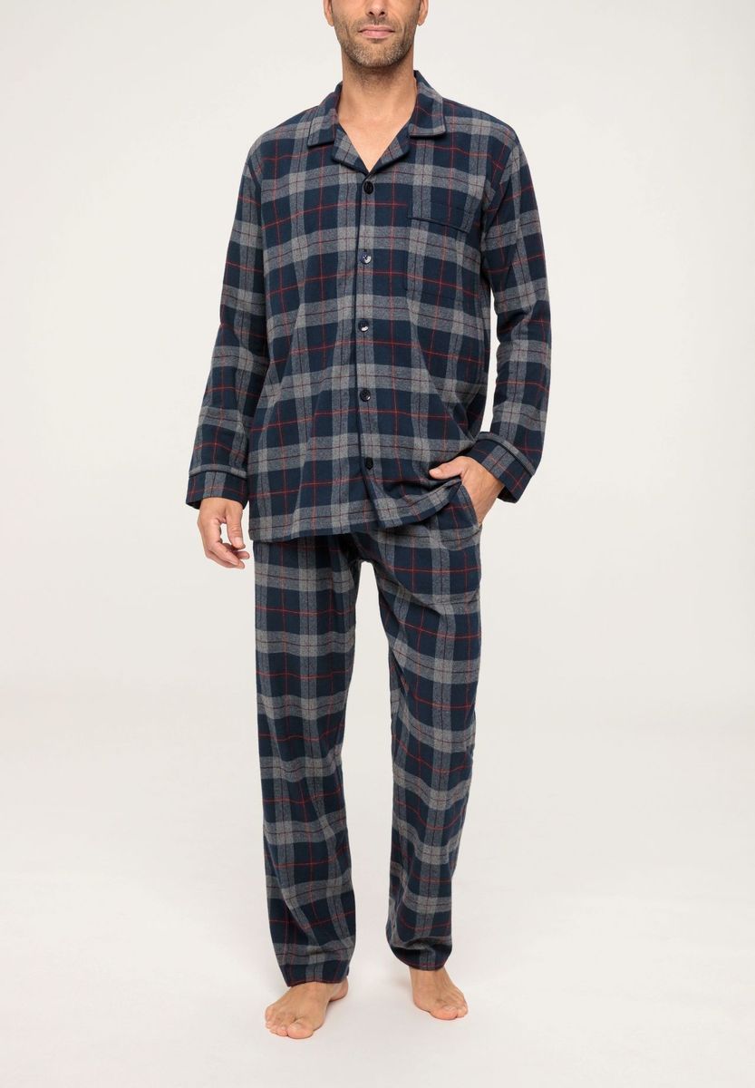 Herren Flanell Pyjama Set mit Karomuster