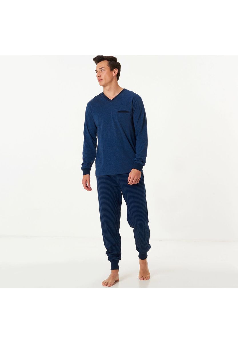 Gestreifte Loungehose aus Baumwollmischung