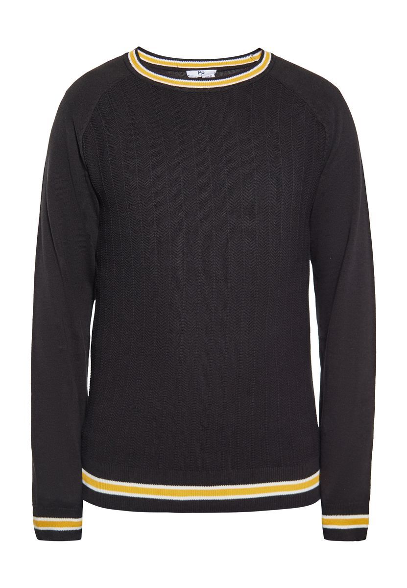 Schwarzer Herren Strickpullover mit Rundhalsausschnitt