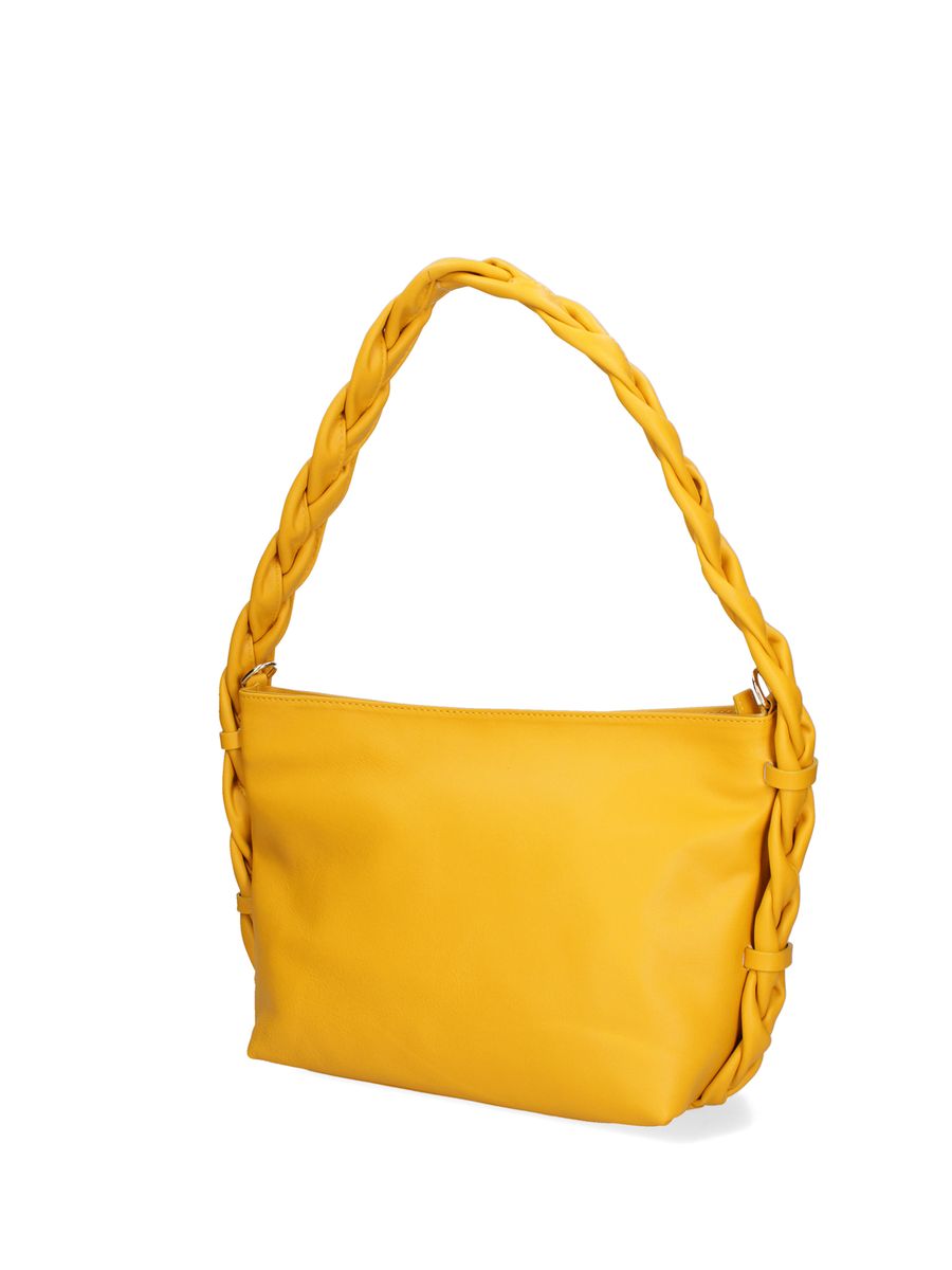 Leder-Schultertasche mit geflochtenem Henkel