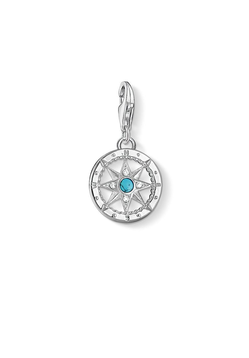 Kompass Charm Anhänger mit Türkis Stein