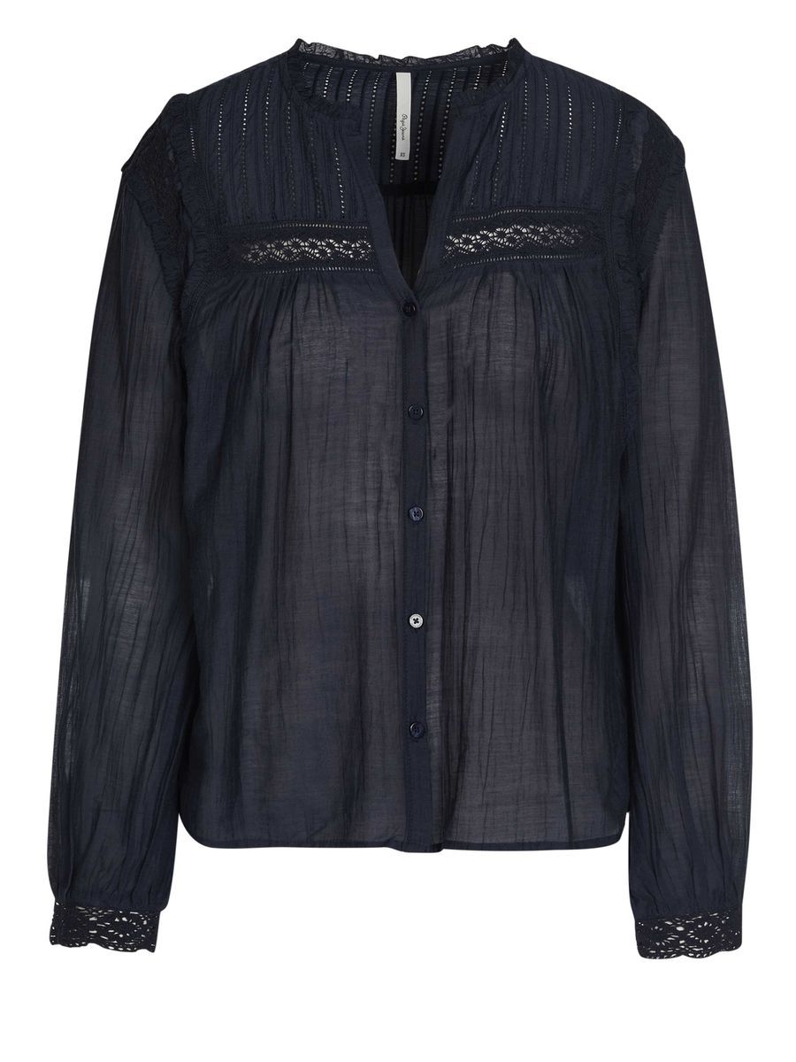 Bestickte Bluse mit Knopfleiste aus Baumwollmischung