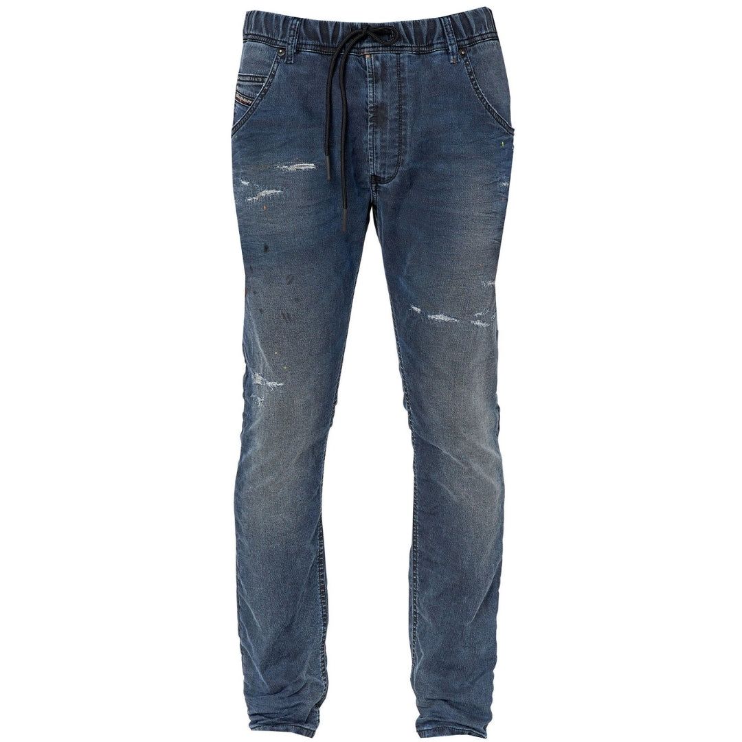 Blaue Jogg Jeans im Distressed-Look