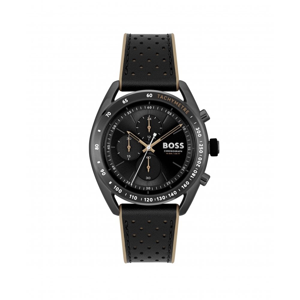 Elegante Chronograph-Uhr mit Lederarmband