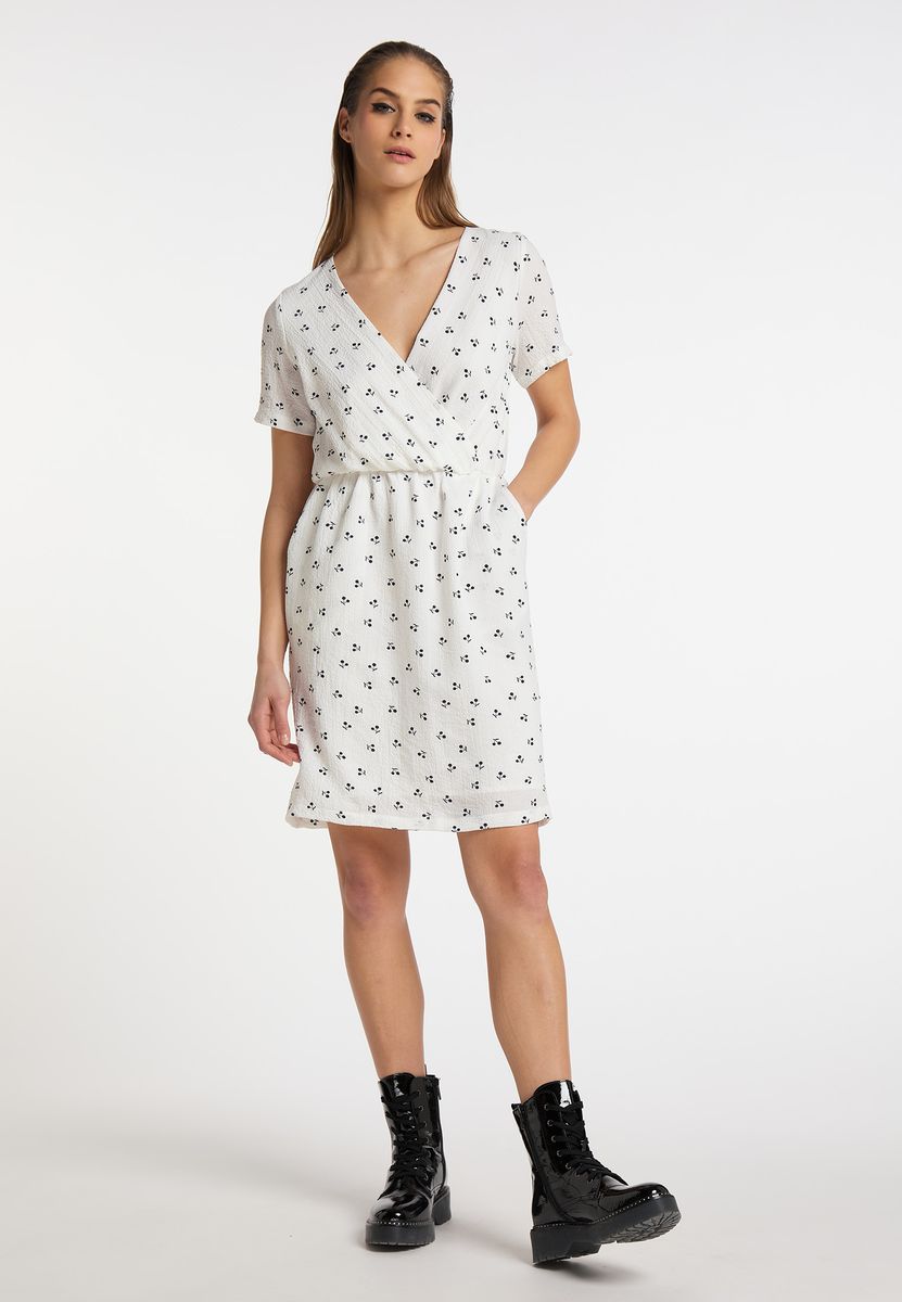 Sommerkleid mit Kirschprint in Wickeloptik