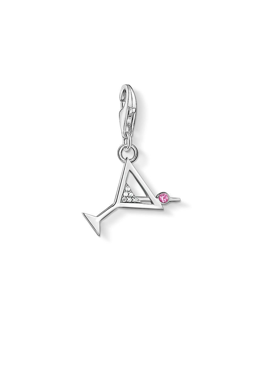 Eleganter Cocktail Charm Anhänger Silber