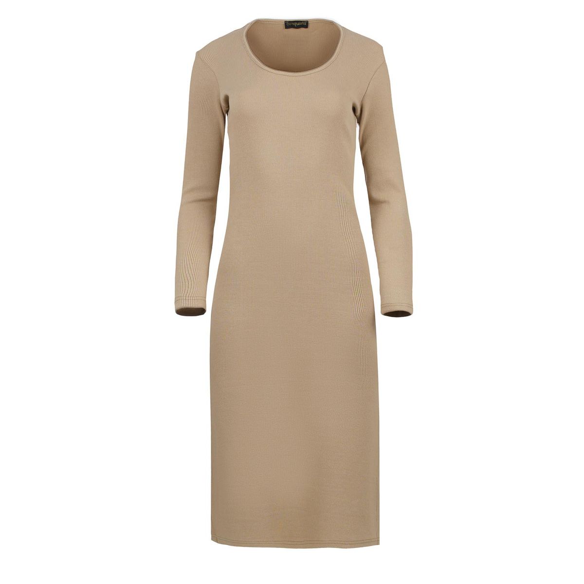Geripptes Strick-Midikleid mit langen Ärmeln