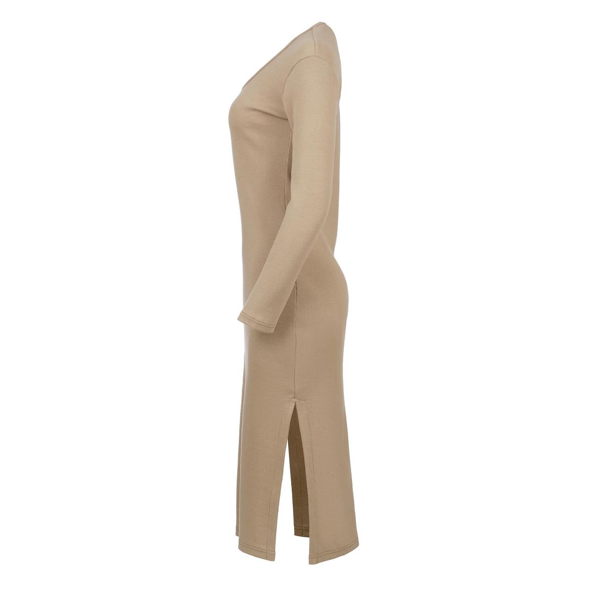 Geripptes Midikleid aus Baumwollmix