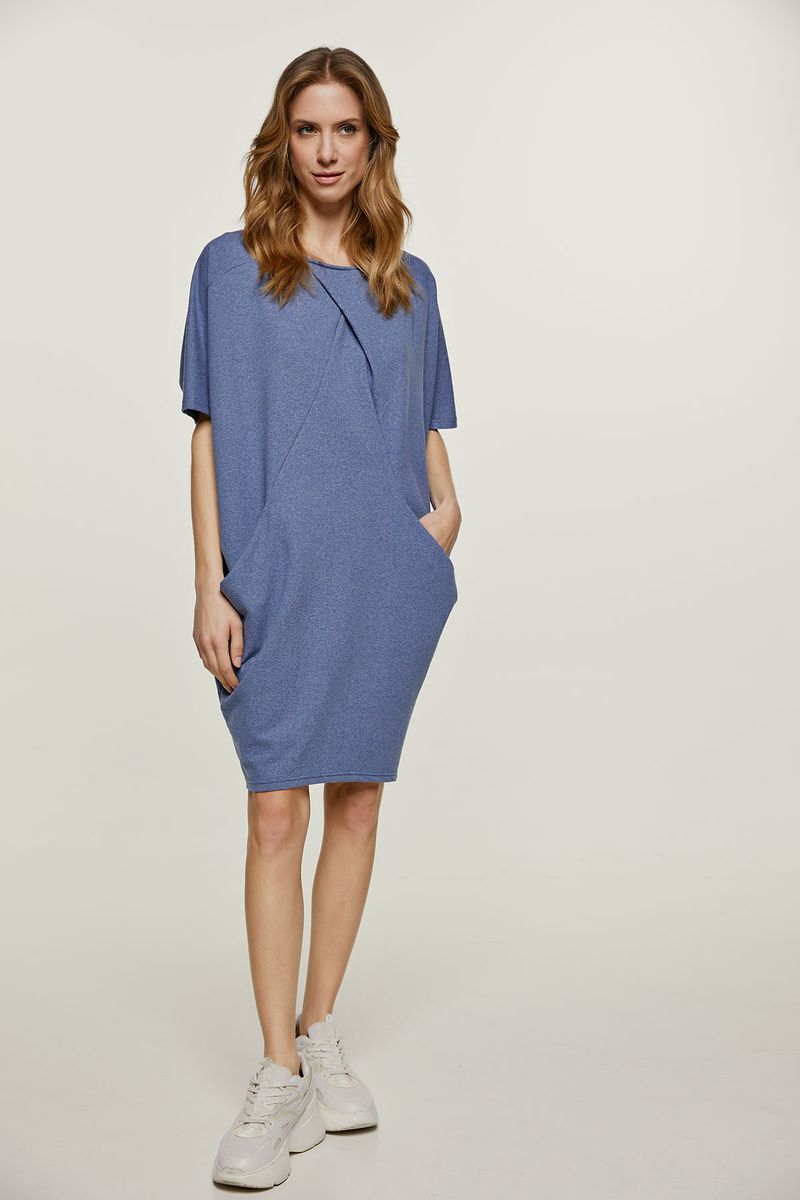 Locker geschnittenes Mélange Strickkleid
