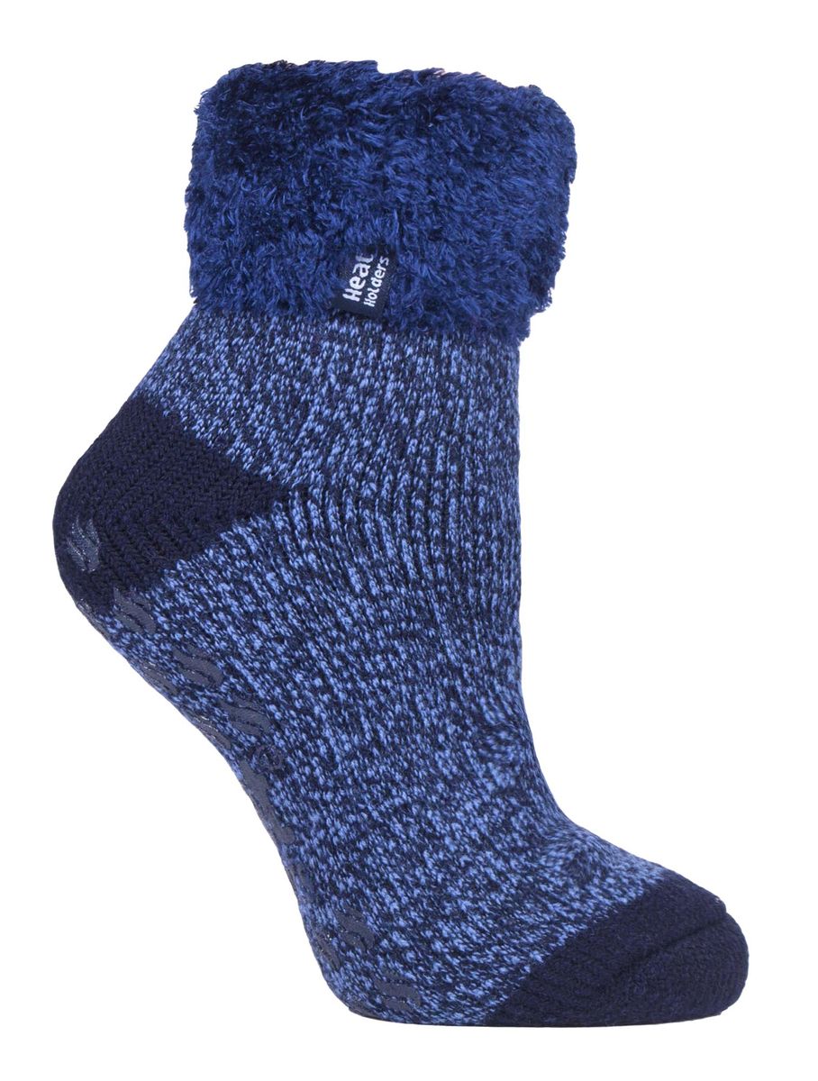 Kinder Fuzzy Bett Socken | Heat Holders | Warme Gemütliche Thermosocken für Jungen und Mädchen - Marineblau