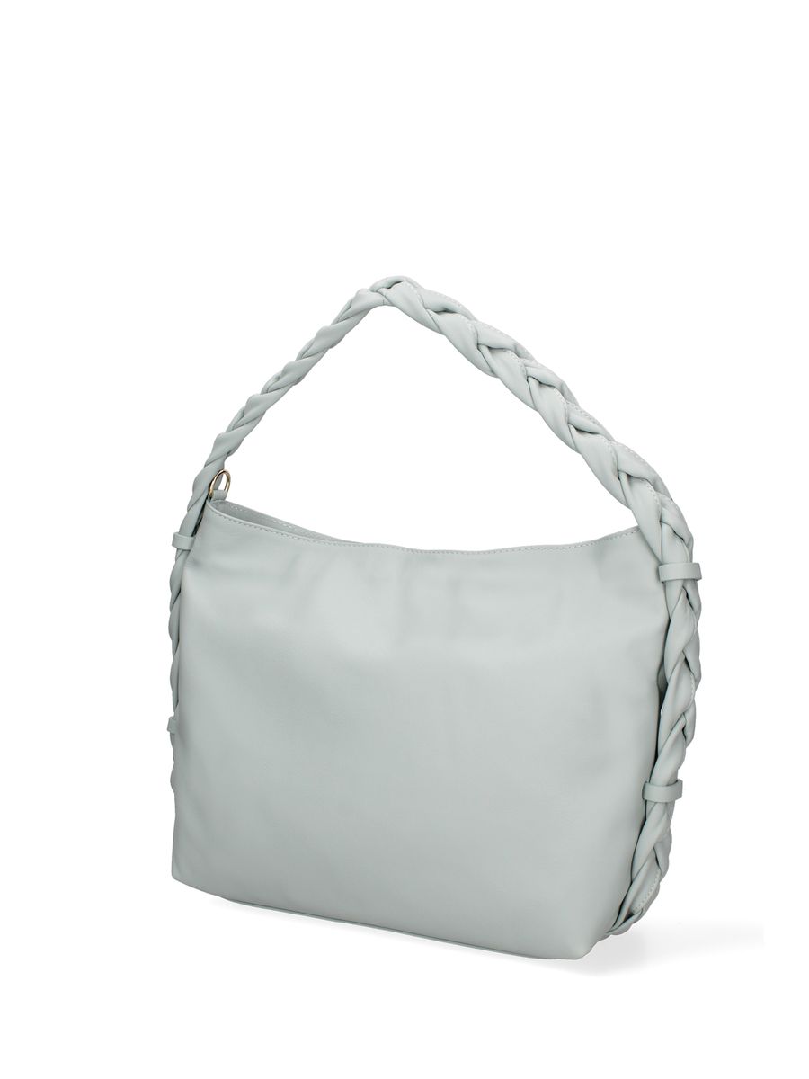 Lederschultertasche mit geflochtenem Henkel