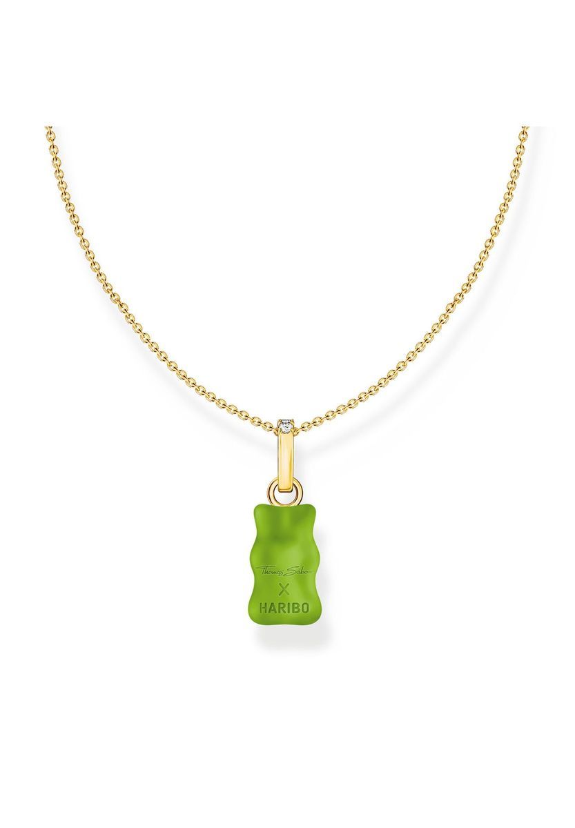 Thomas Sabo Kette mit Goldbär Grün, gelbgoldfarben, 45 CM
