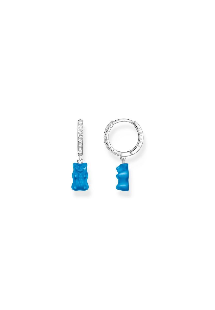 Blaue Gummibärchen Charm Creolen Ohrringe