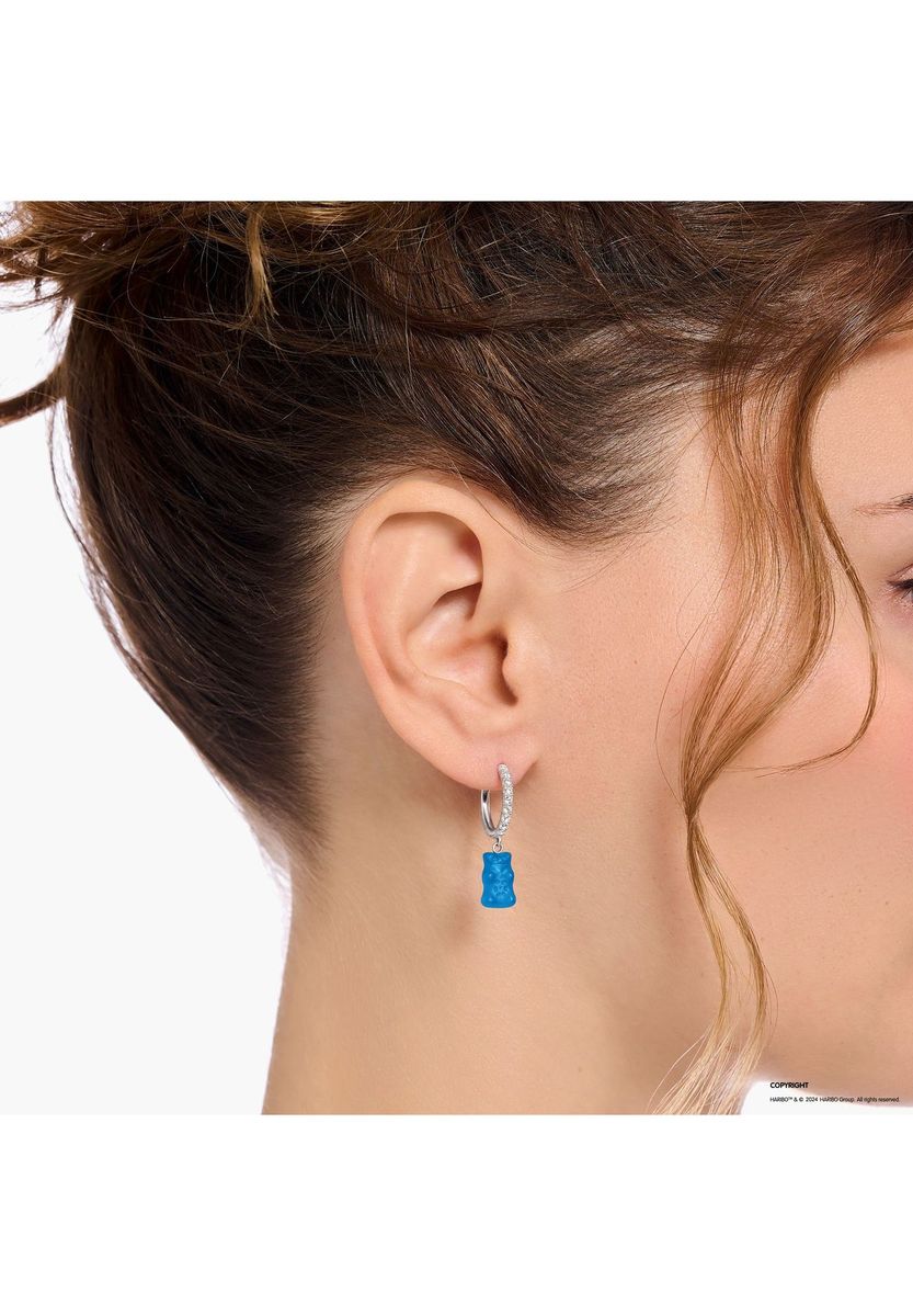 Blaue Gummibärchen Charm Creolen Ohrringe