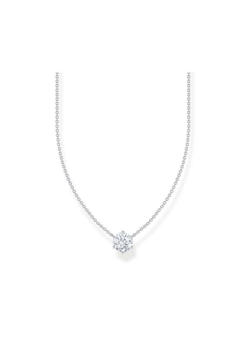 Elegante Solitär Zirkonia Anhänger Halskette