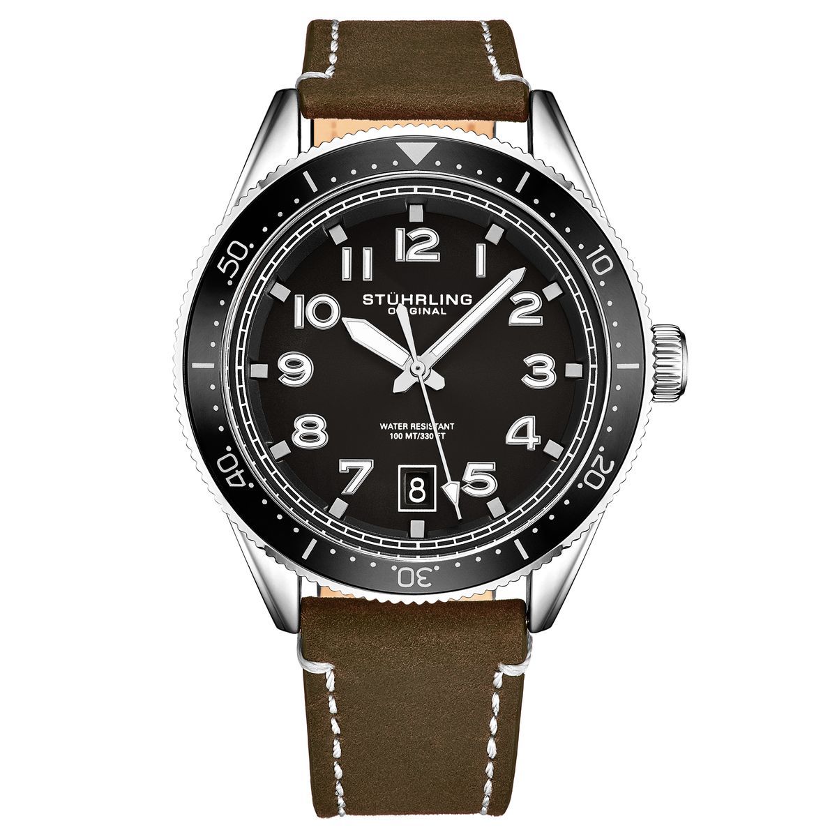 Schwarze Zifferblatt braune Lederuhr