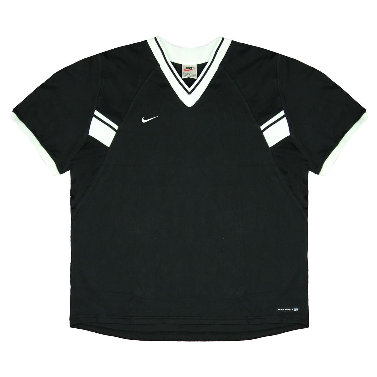 Schwarzes V-Ausschnitt Kurzarm Trainings-T-Shirt