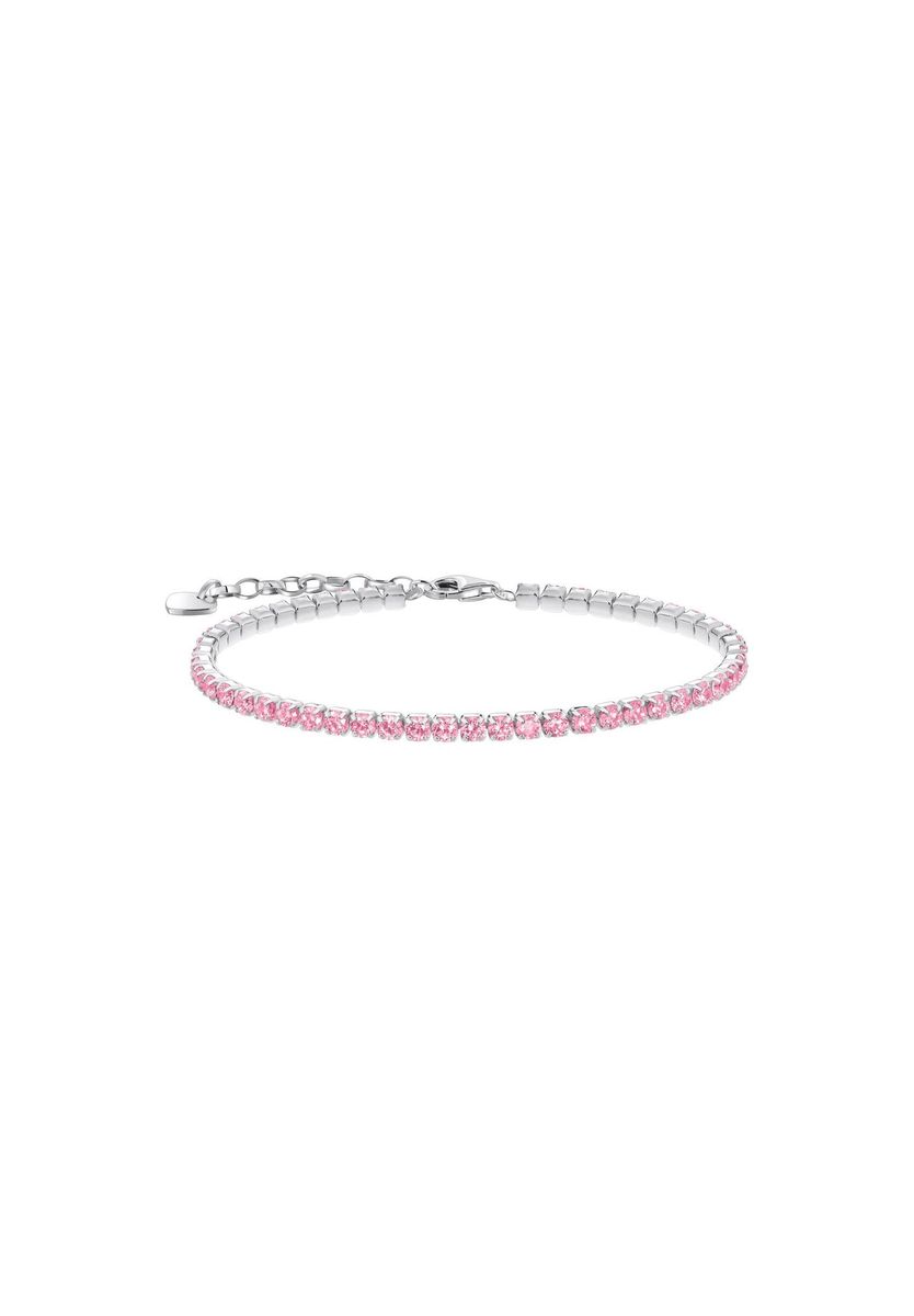 Silbernes Tennisarmband mit pinkfarbenen Steinen
