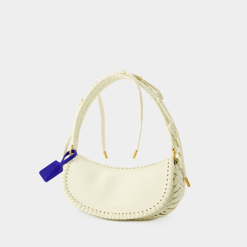 Geflochtene Leder-Schultertasche in Halbmondform