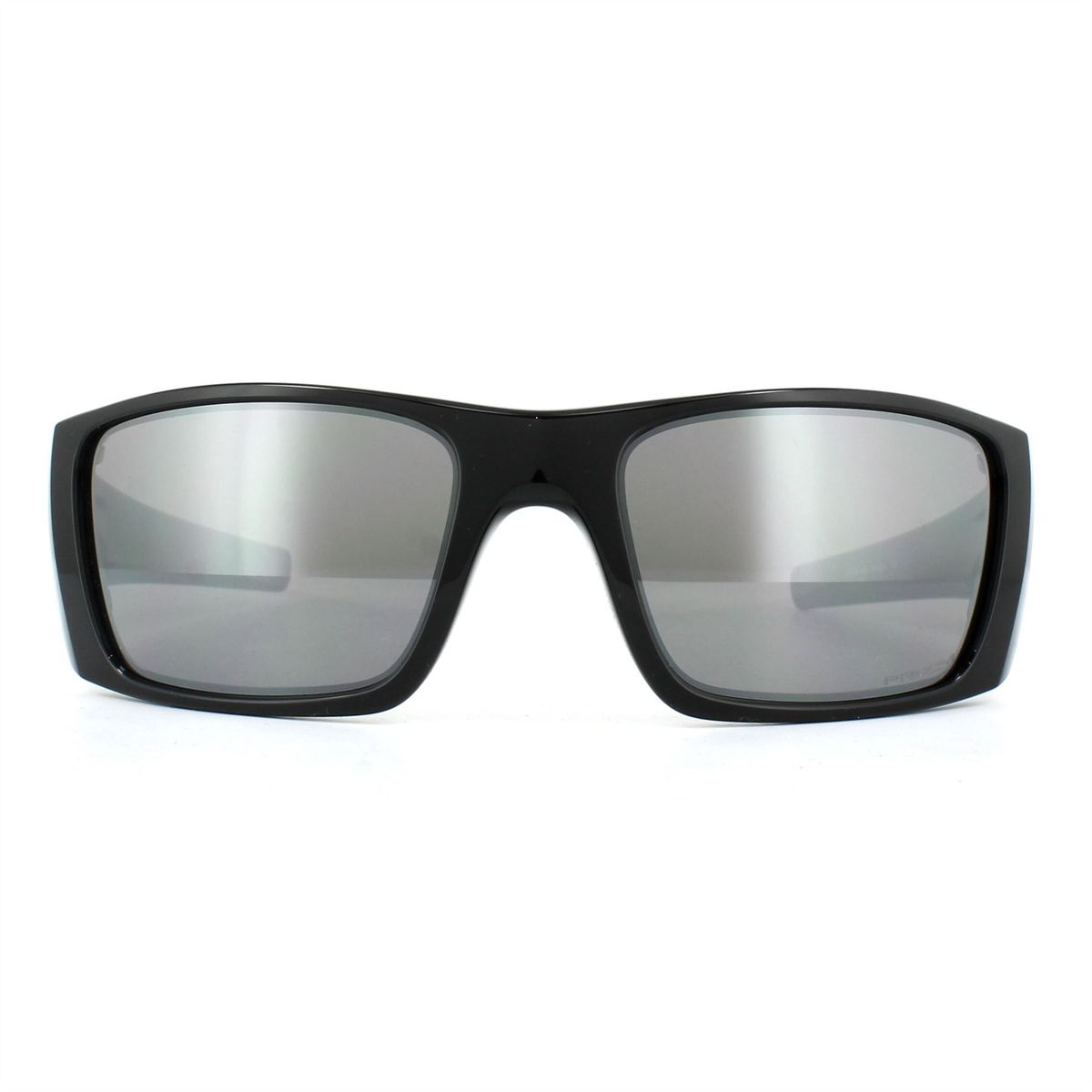 Rechteckige schwarze Sonnenbrille mit silbernen Gläsern