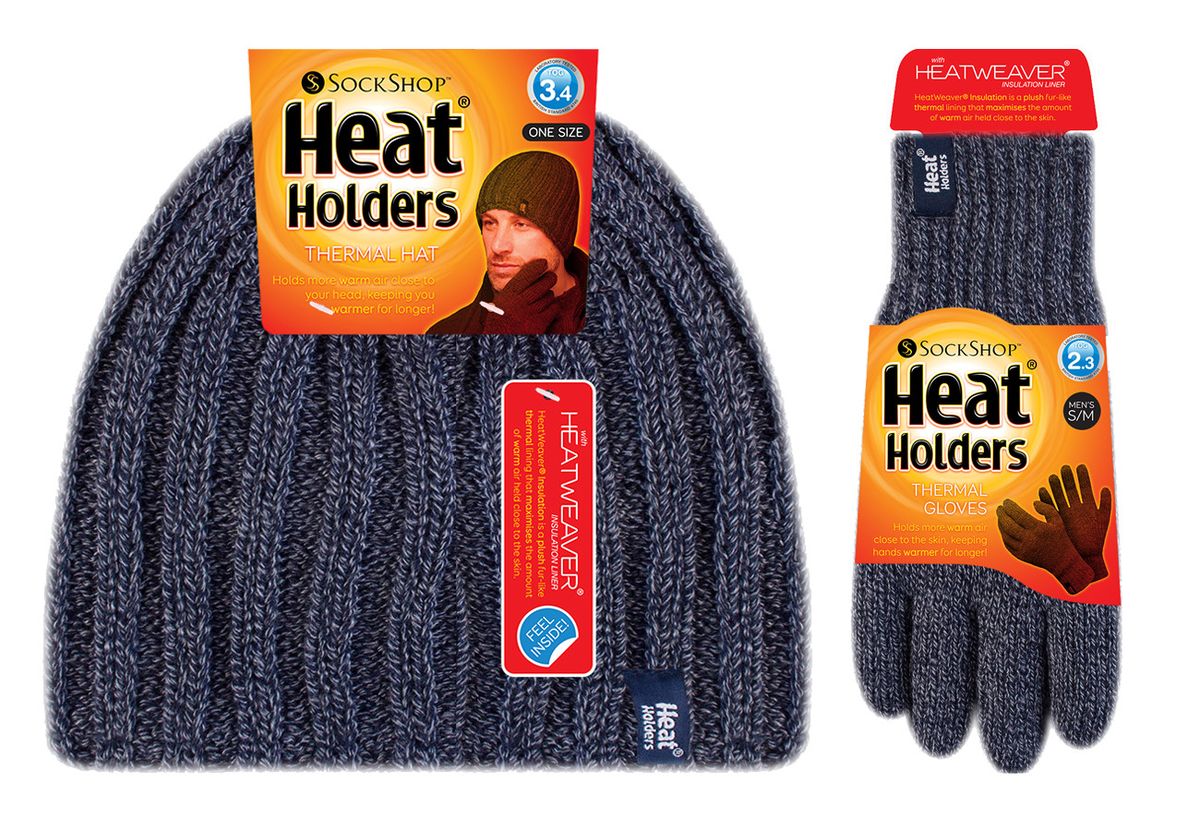 Gerippte Thermomütze und Handschuhe