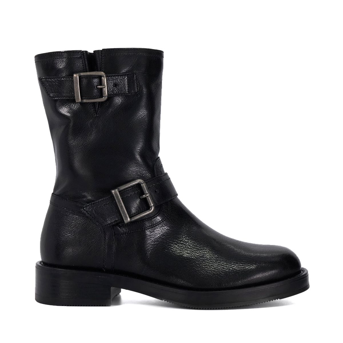 Leder-Bikerstiefel mit doppelter Schnalle