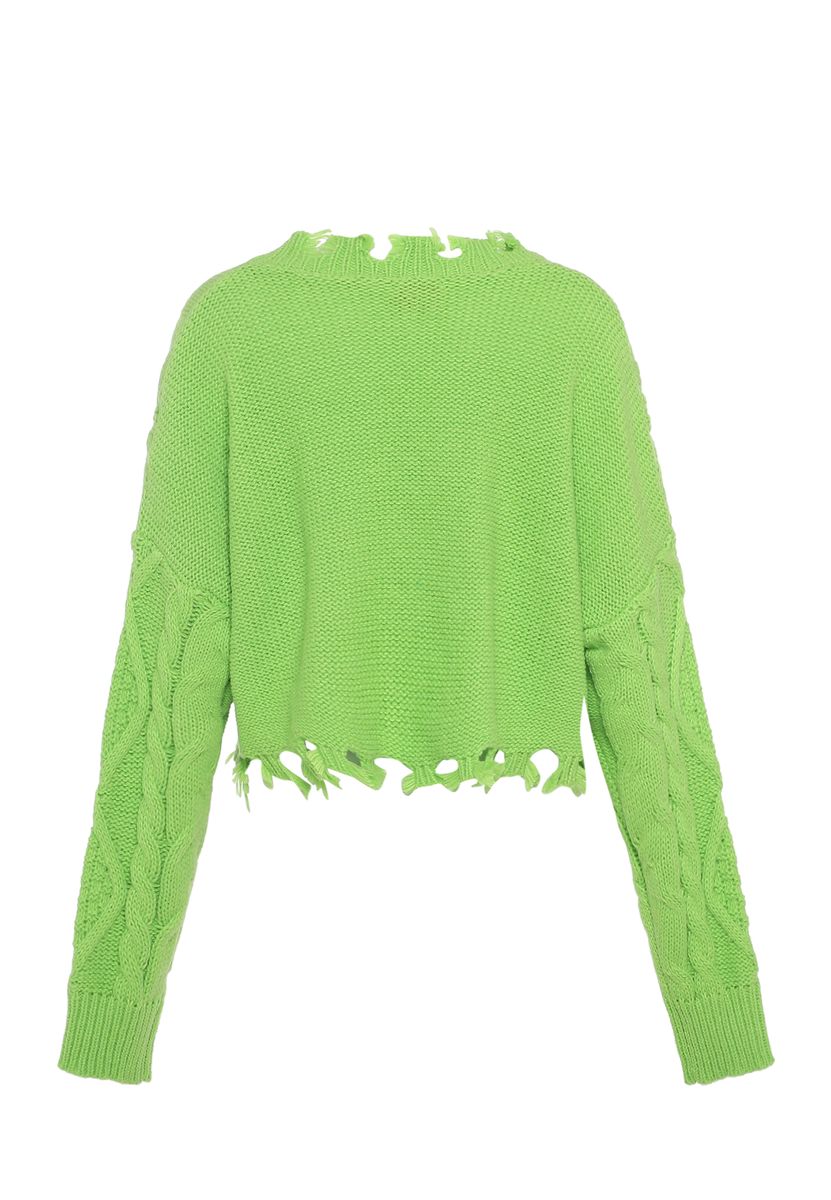 Verkürzter Strickpullover im Distressed-Look