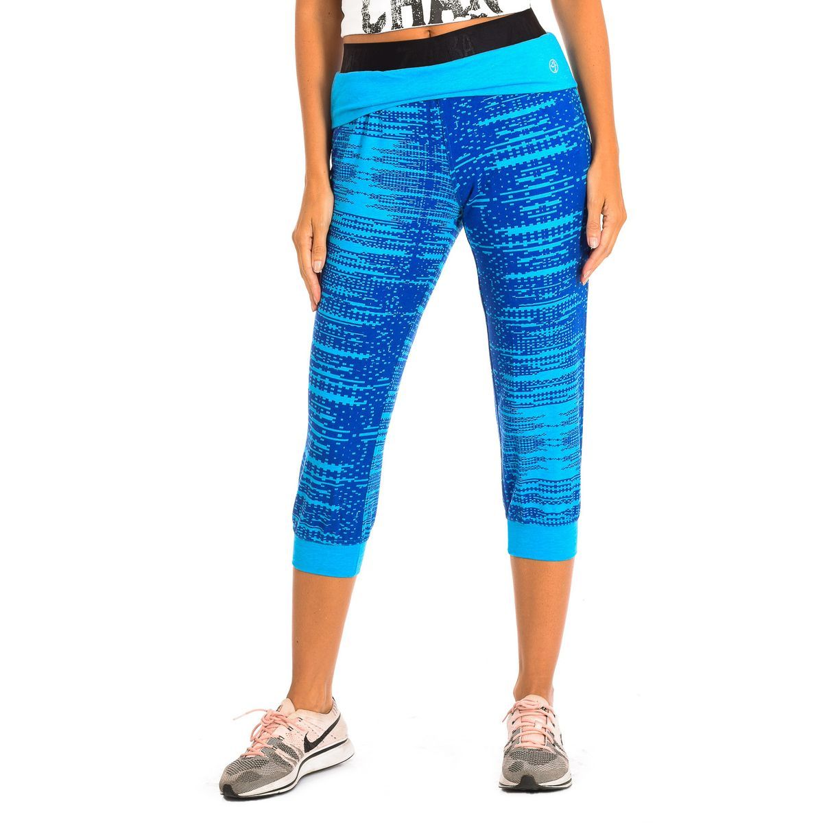 Blaue Capri-Sportleggings für Damen
