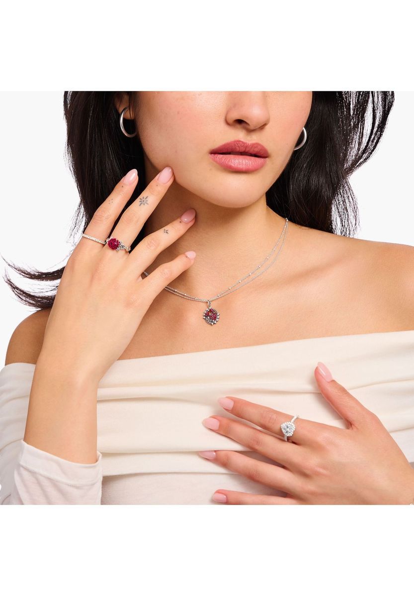 Rote Rosen Romantik Silber Halskette