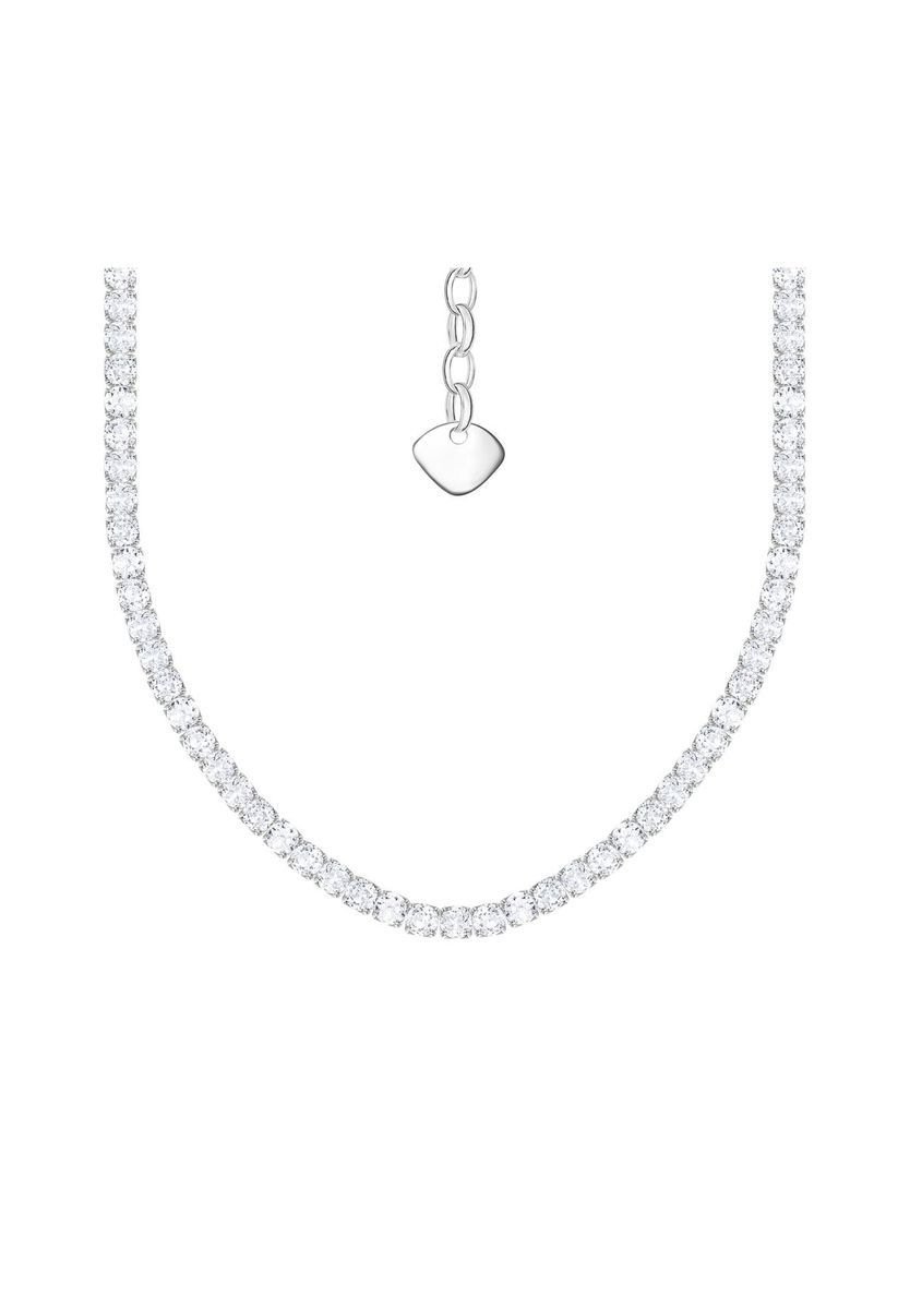 Elegante silberfarbene Kristall Tennis Halskette