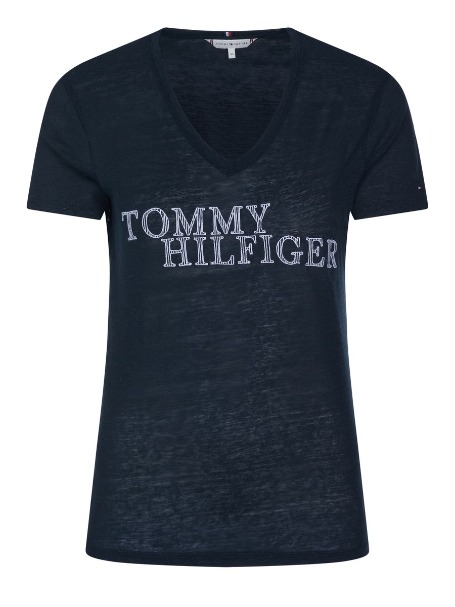 Tommy Hilfiger Logo V-Ausschnitt T-Shirt