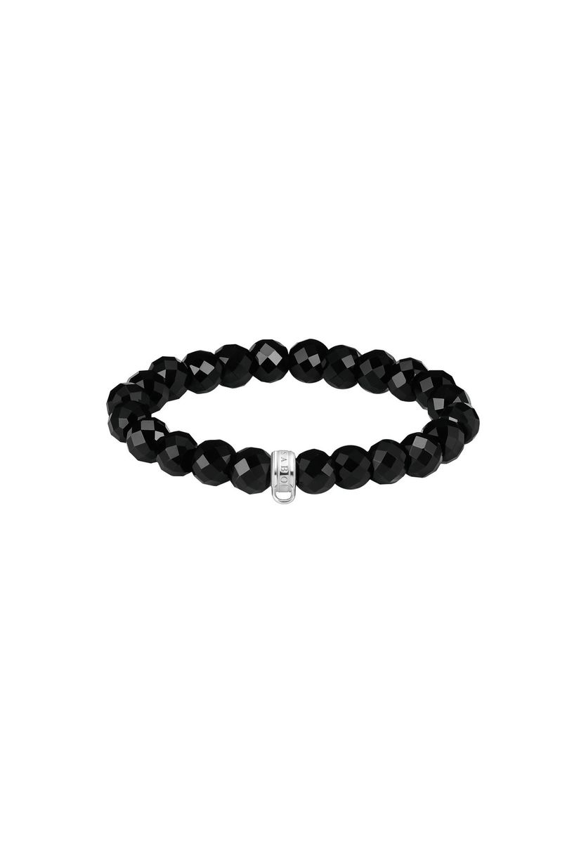 Facettiertes schwarzes Obsidian-Perlenarmband