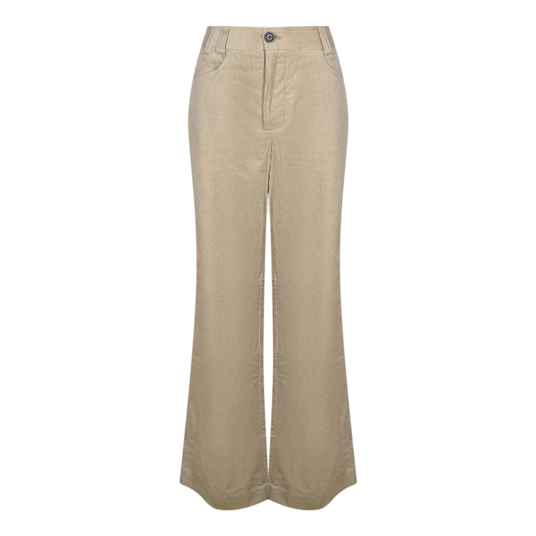 Beige Cordhose mit weitem Bein