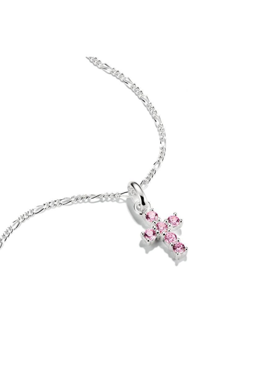 Rosa Zirkonia Sterlingsilber Kreuz Charm