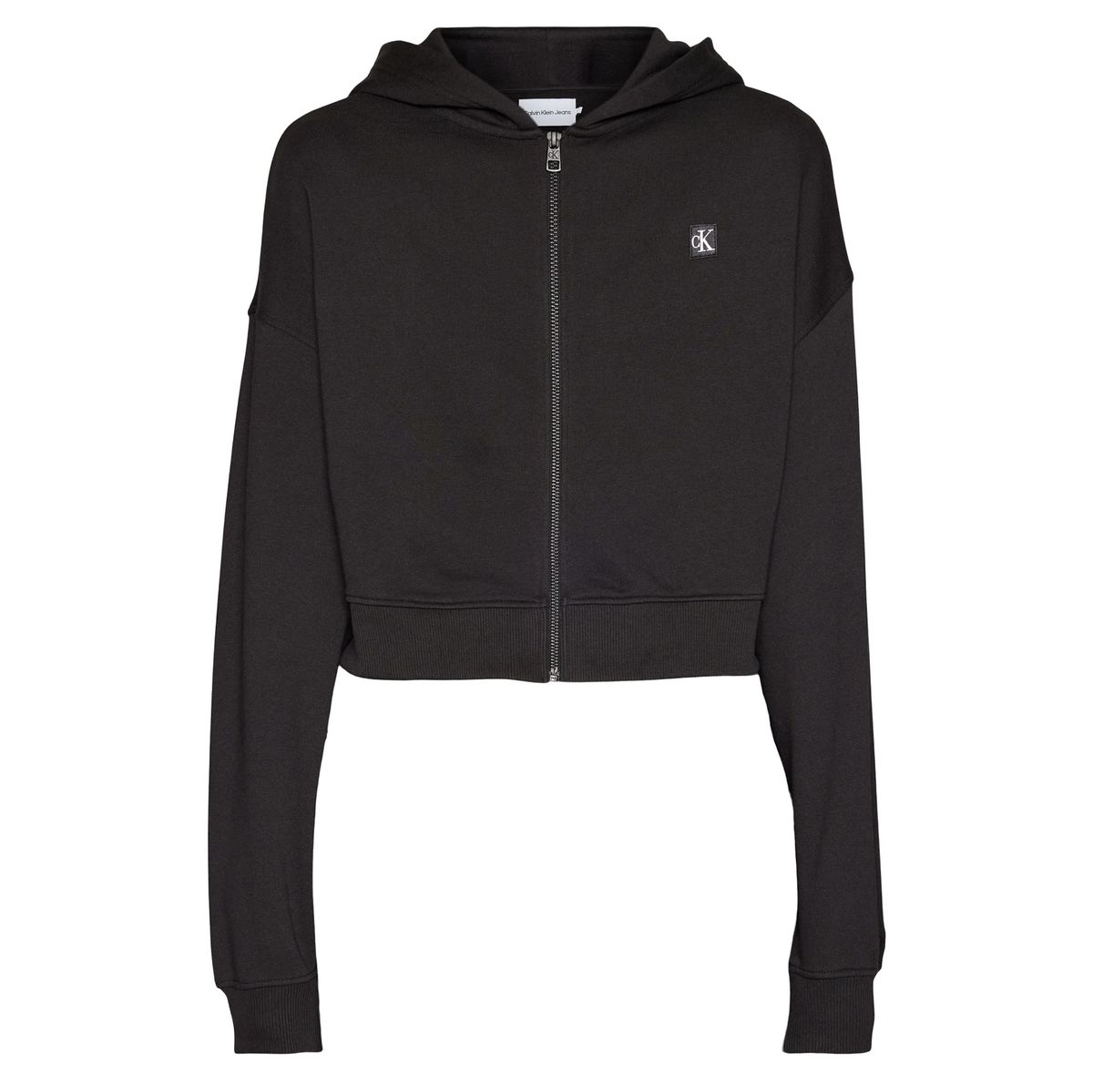Kurzer Reißverschluss-Hoodie mit Logo-Patch