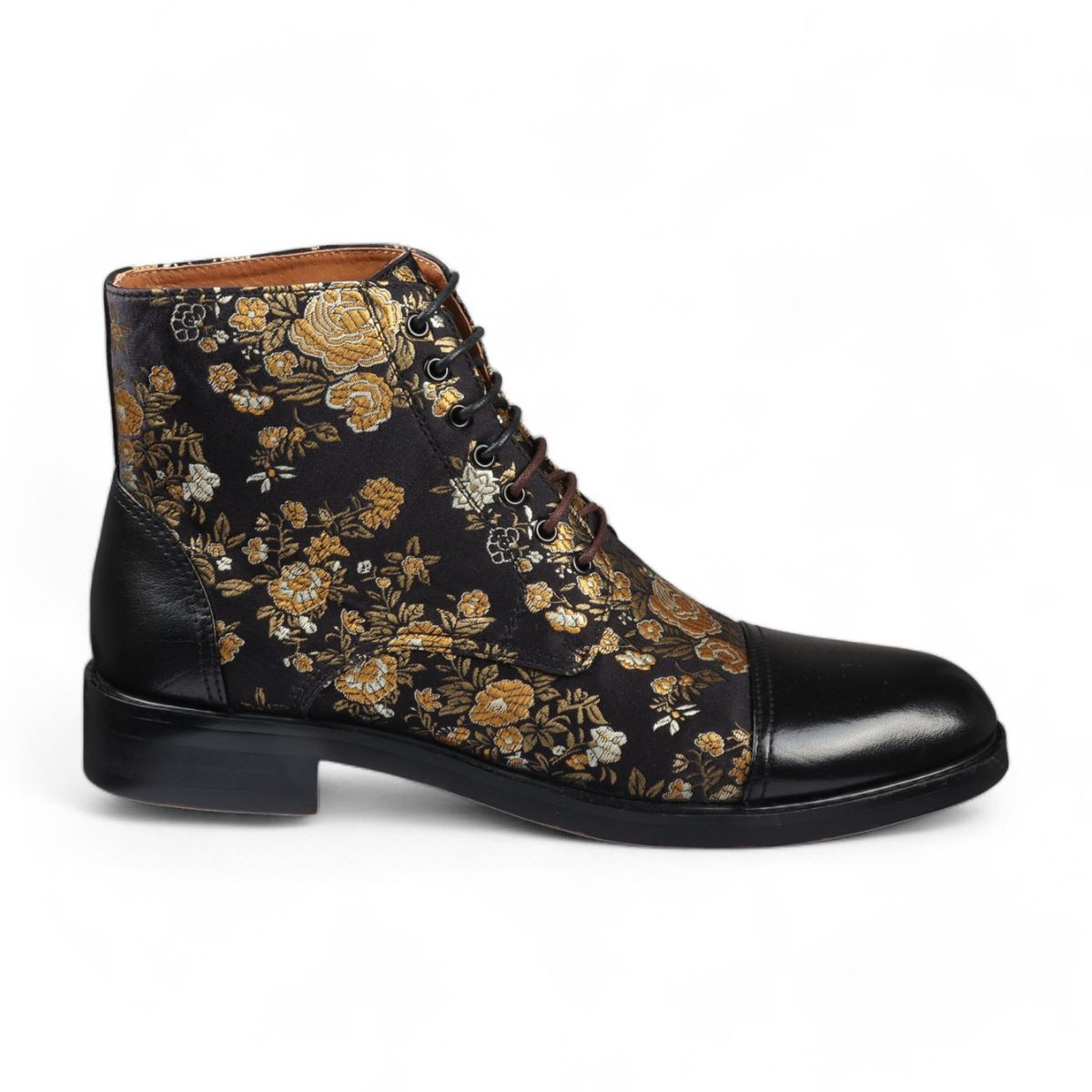 Oxford-Stiefeletten aus Leder mit Blumenmuster