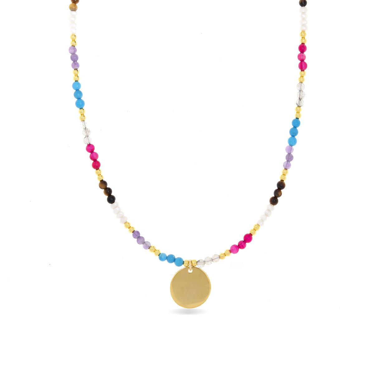 Bunte Kristall-Halskette mit Medaillon