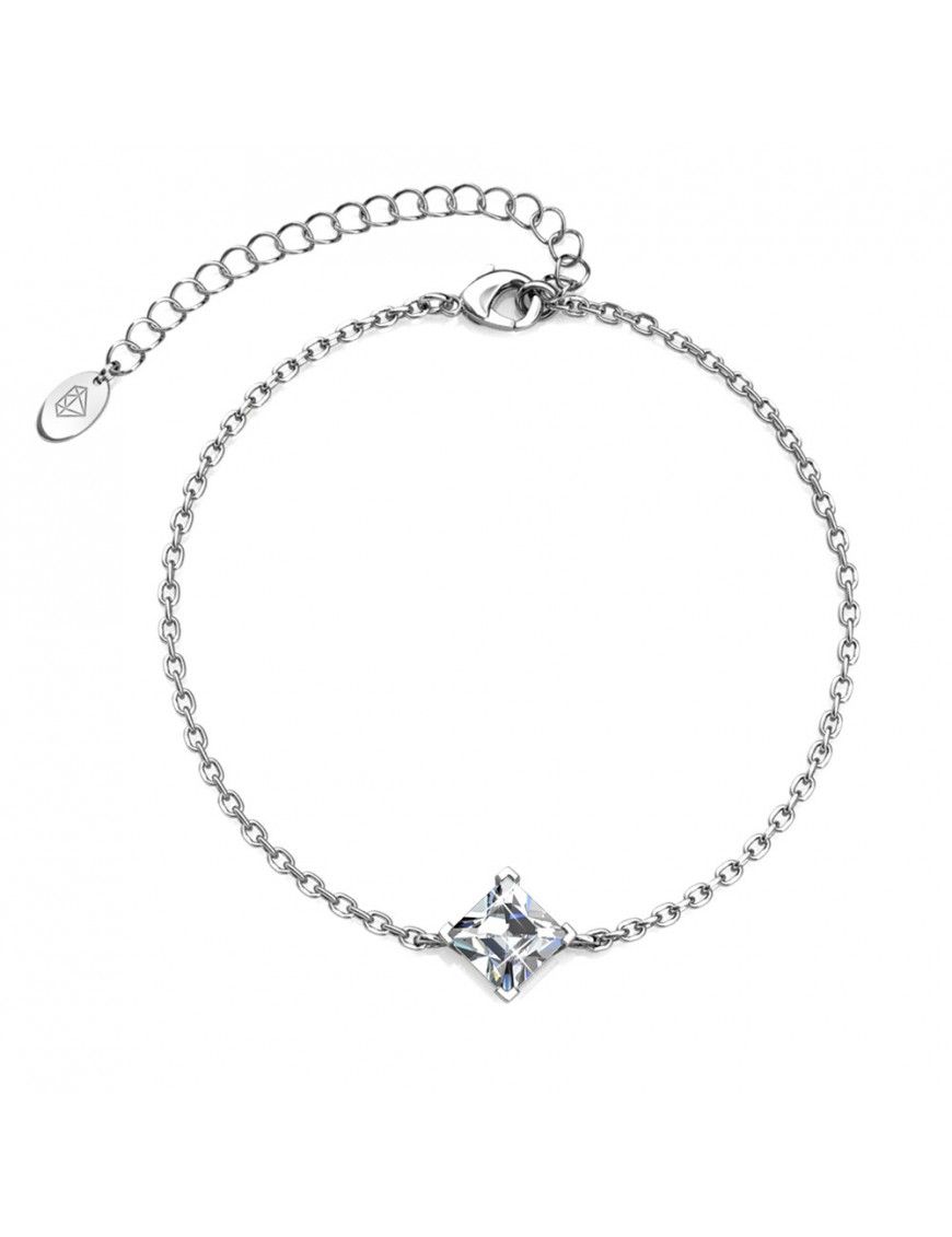 Silberarmband mit quadratischem Kristallstein