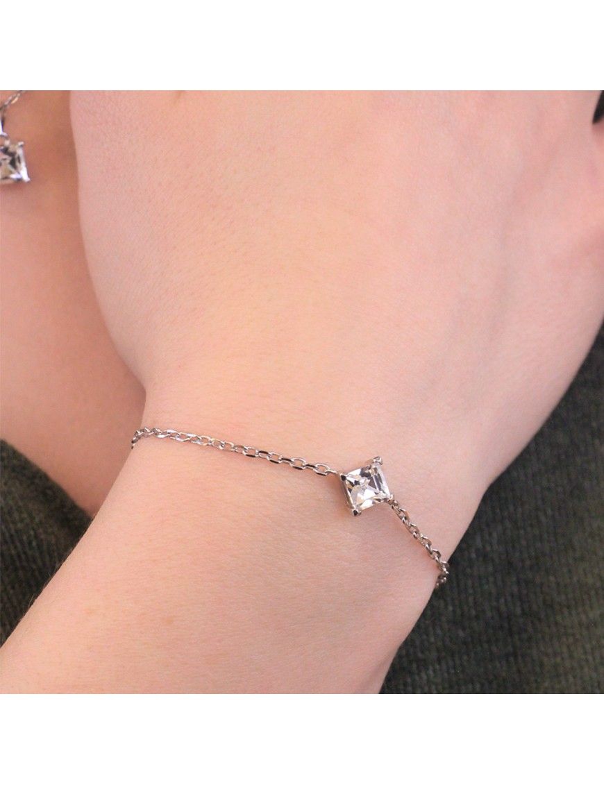 Zartes Gliederketten-Armband mit Kristallsolitär