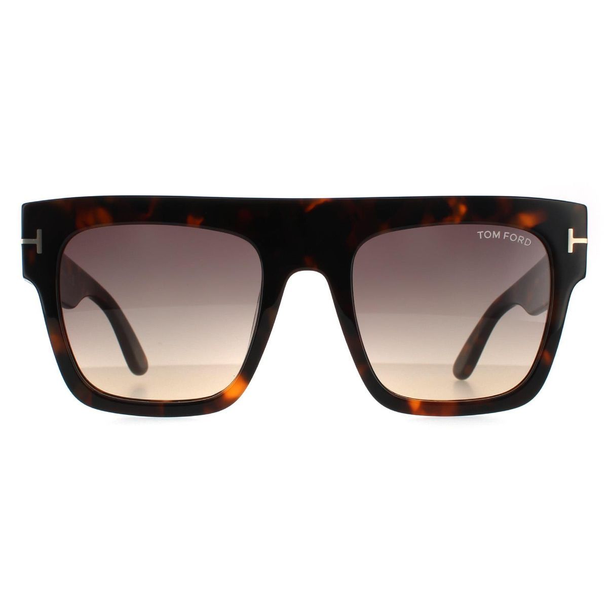 Quadratische Havana Sonnenbrille Rauchverlaufsglas