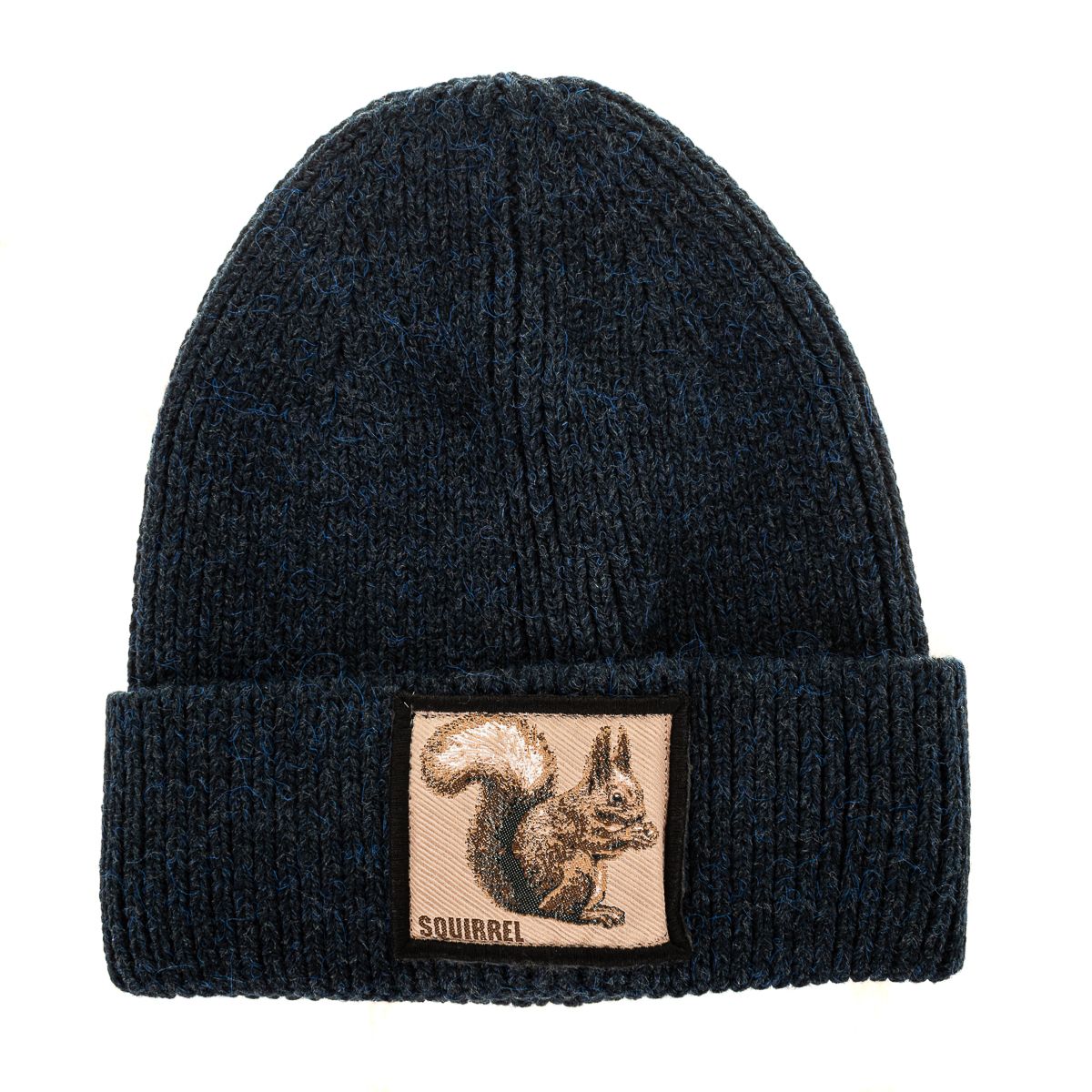 Braune Strickmütze mit Bärenaufnäher