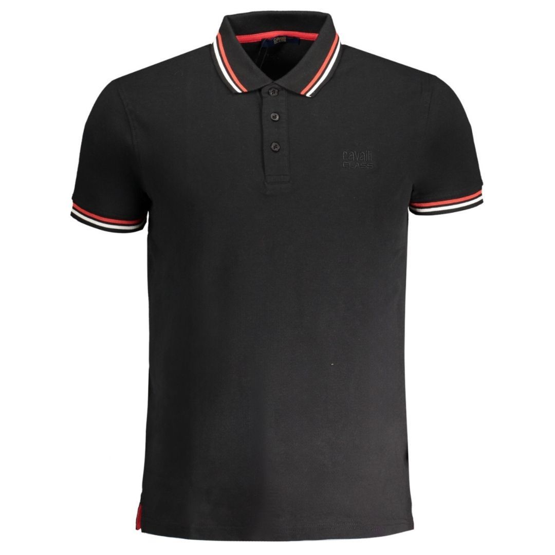 Klassisches schwarzes Poloshirt mit Zierstreifen