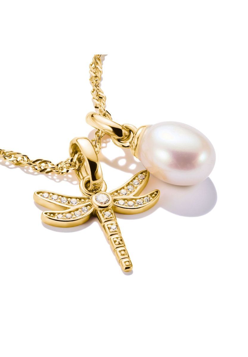 Barockperlen Charm Anhänger Gelbgold