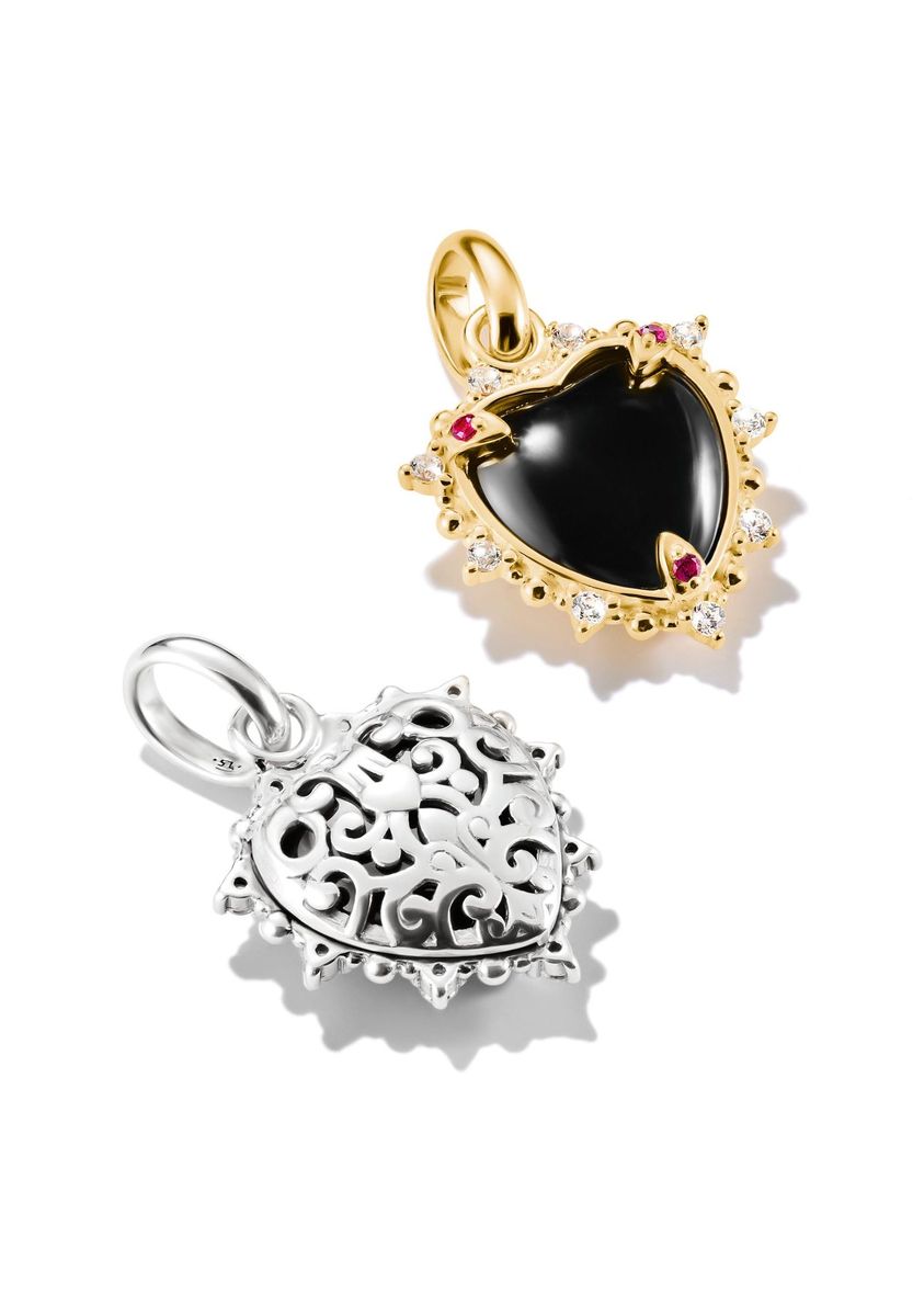 Vintage Schwarzer Herz Charm Anhänger