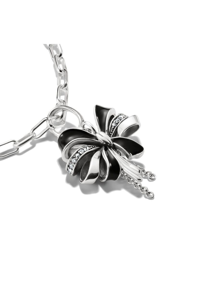 Schwarzer & Silberner Schleifen-Charm-Anhänger