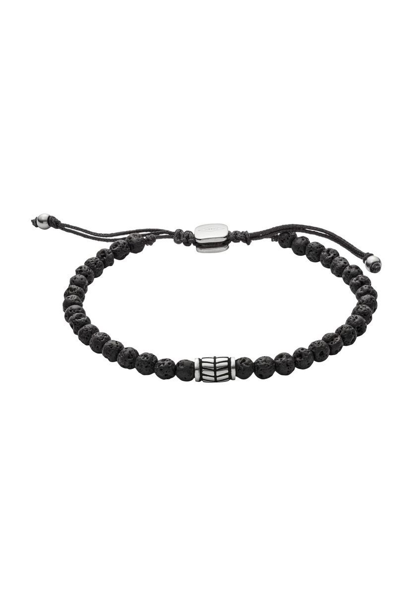 Lavastein-Armband mit Edelstahl-Details