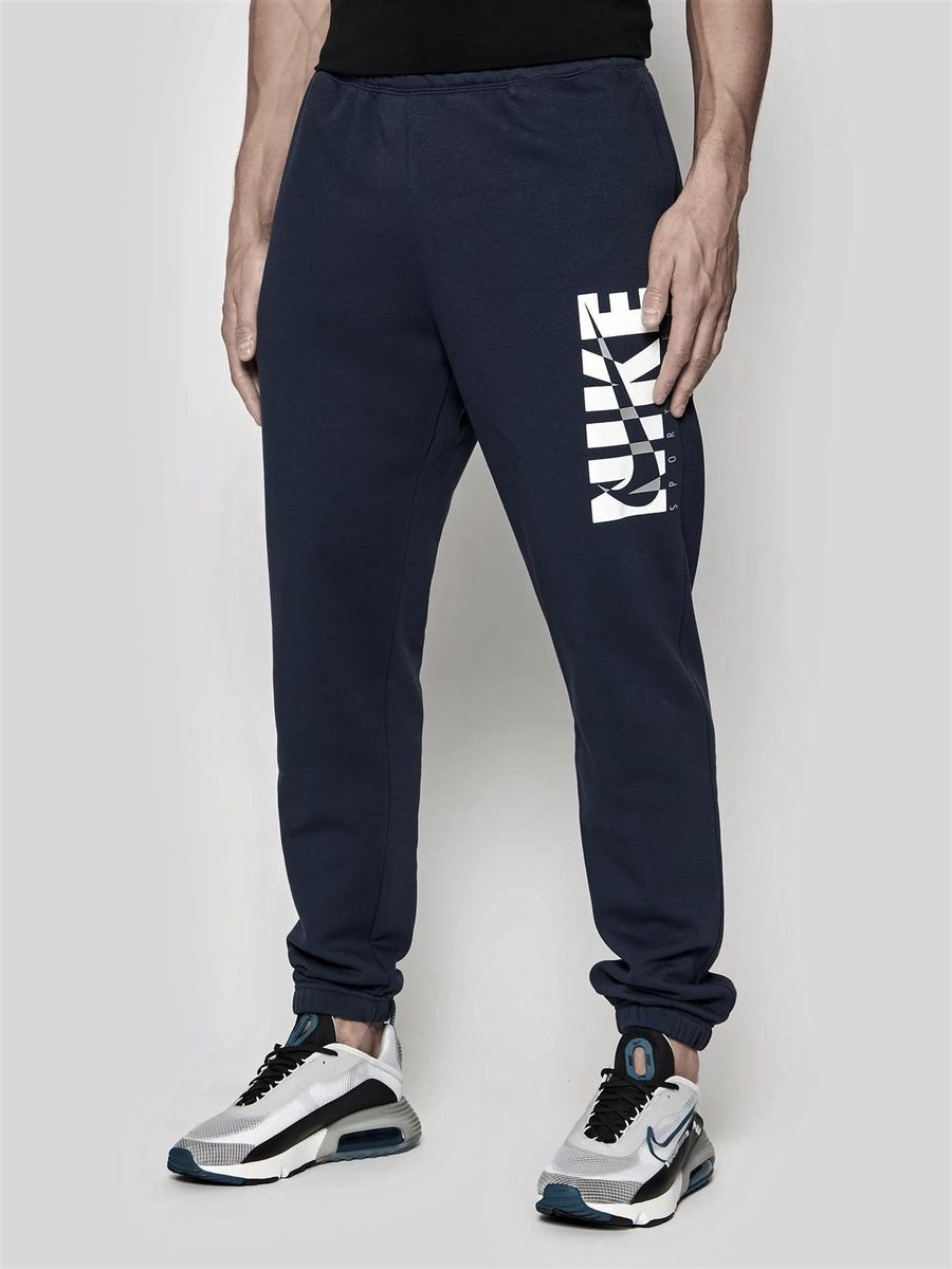 Marineblaue Fleece-Jogginghose mit Logo-Grafik