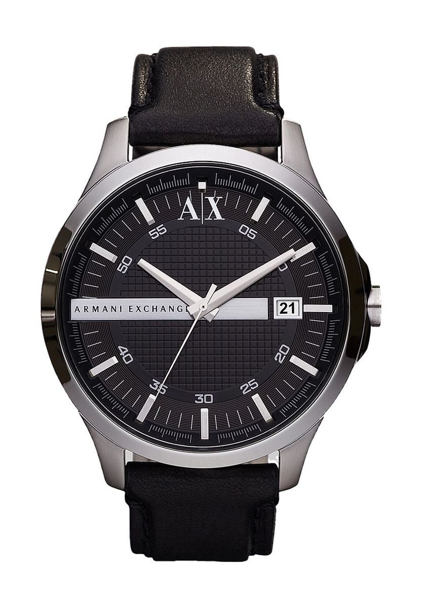 Klassische Herrenuhr mit schwarzem Lederarmband